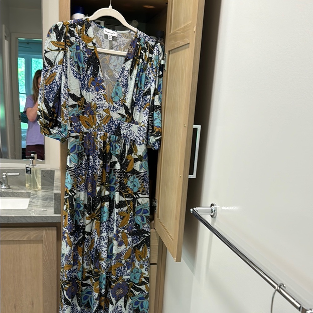 Veronica M. Blue and Brown Patterned Maxi Dress